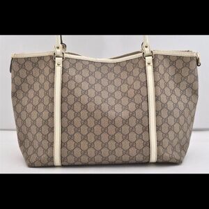 Authentic GUCCI Vintage Shoulder Hand Tote Bag GG PVC Enamel 197953 Brown 5962J